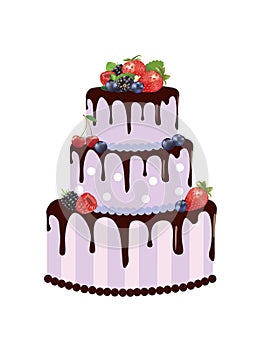 Big birthday cake with forest fruits