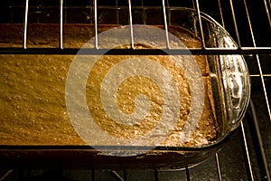 Corn cake in oven