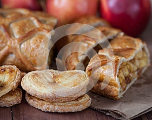 Cake with Apple filling and pastry with apples