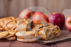 Cake with Apple filling and pastry with apples