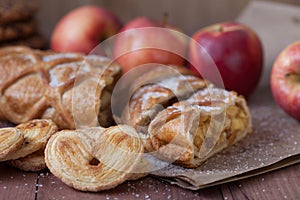 Cake with Apple filling and pastry with apples