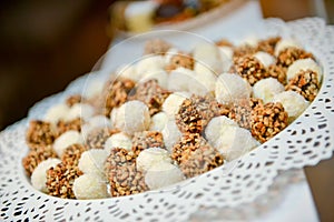 Cake balls, coconut, hazelnuts