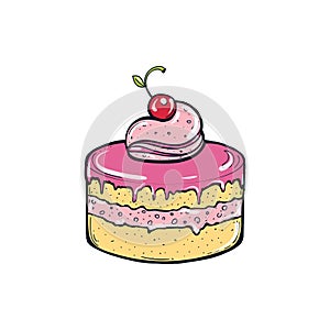 Cake with berries vector illustration. illustration of sweet dessert