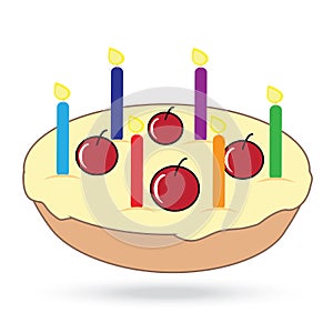 Cake and berry white background