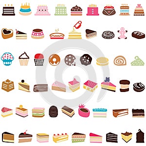 Cake birthday icon set on a white background