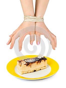 Cake and bound hands