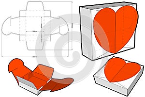 Cake Box With Heart ShapeInternal measurement 15x15 4.95cm and Die-cut Pattern