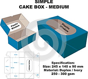 Cake Box Medium Vector Diecutting
