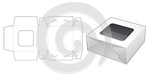 Cake box with top window die cut template