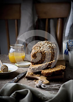 The cake with bran and sunflower seeds