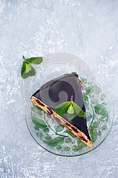 Cake with cherry. Top view