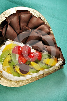 Cake with chocolate & fruit