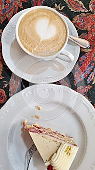 Cake and coffee on a plate