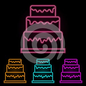 cake color neon set. Simple thin line, outline vector of web icons for ui and ux, website or mobile application