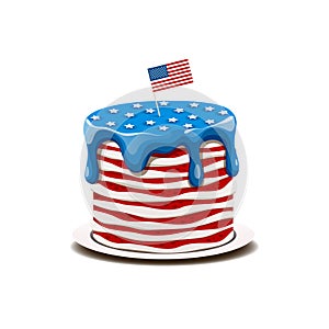 Cake in the colors of the American flag with stars and stripes