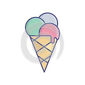 Cake cone  Line Style vector icon which can easily modify or edit