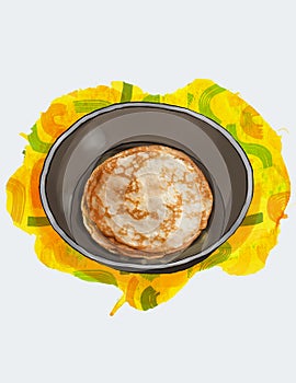 The cake is cooking on the pan.