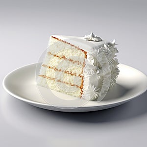 Elegant Photorealistic White Frosted Cake On White Background photo
