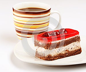 Cake with a cup of coffee