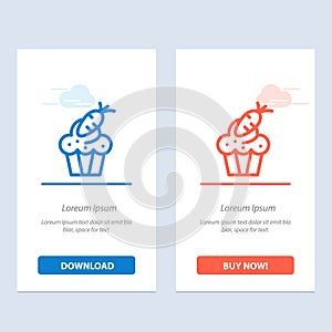 Cake, Cup, Food, Easter, Carrot  Blue and Red Download and Buy Now web Widget Card Template