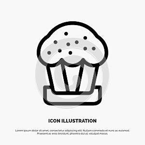 Cake, Cup, Food, Easter Line Icon Vector