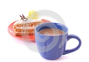 Cake and cup isolated