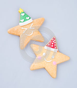 cake decoration or star shape christmas cookies on background.