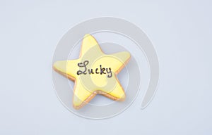 cake decoration or star shape christmas cookies on background.