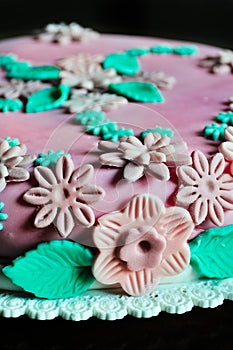 Cake design, detail of pink cake