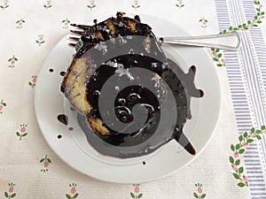 Cake Drenched With Chocolate Syrup