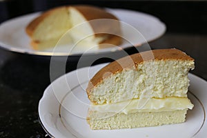 Sponge cake with cream Genovese sponge cake photo