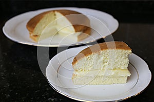 Sponge cake with cream Genovese sponge cake photo