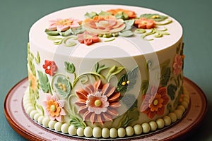 A cake with flowers Vintage cakes and desserts AI generation