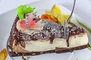 Cake And Fork On A Saucer