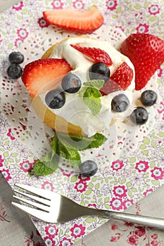 Cake and fruits