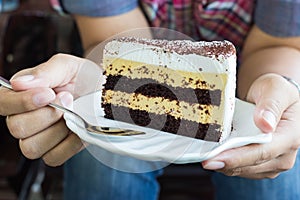 Cake in hand