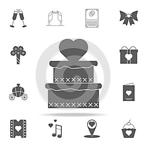 cake with heart icon. Romance icons universal set for web and mobile