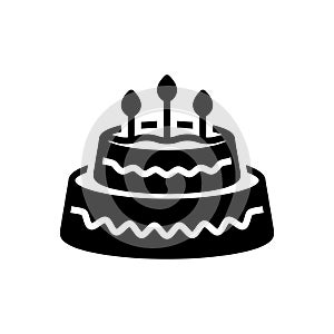 Black solid icon for Cake, bakery and candle