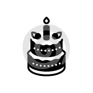 Black solid icon for Cake, birthday and dessert