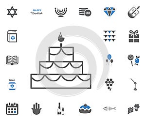 Jewish Holiday Hanukkah icons set. Vector illustration