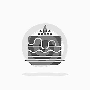 Cake icon. Solid Black
