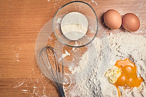 Cake ingredients on the table