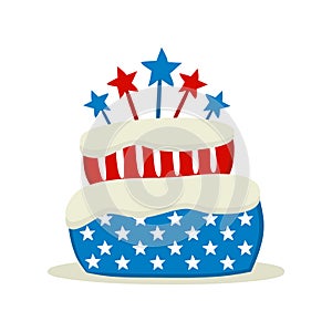 Cake by July 4th in national colors of United States of America
