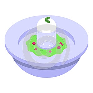 Cake molecular cuisine icon, isometric style