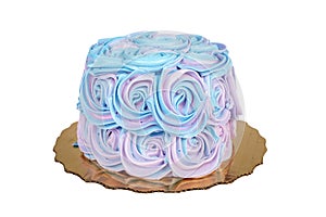 Cake With Pastel Swirls Frosting, Isolated