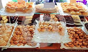 Cake pastries in bakery typical from Spain