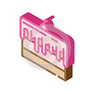 cake pie with cherry and cream isometric icon vector illustration