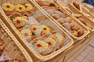 Cake with pineapple in the store