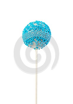 Cake pop with decorative blue sprinkles