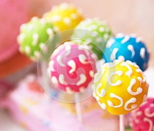 Cake pops. Sweet candy on ctick.
